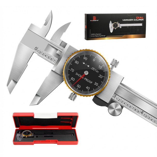 WeldingStop [Special Edition] 0-6 in Dial Caliper Set - Shock-Proof Stainless Steel 0.001 in High Precision Measuring Tool with Protective Case
