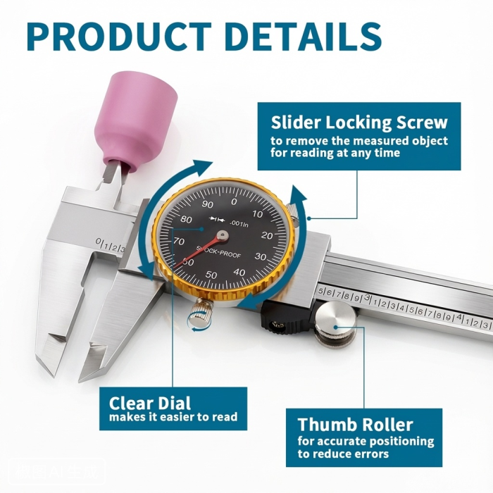 WeldingStop [Special Edition] 0-6 in Dial Caliper Set - Shock-Proof Stainless Steel 0.001 in High Precision Measuring Tool with Protective Case