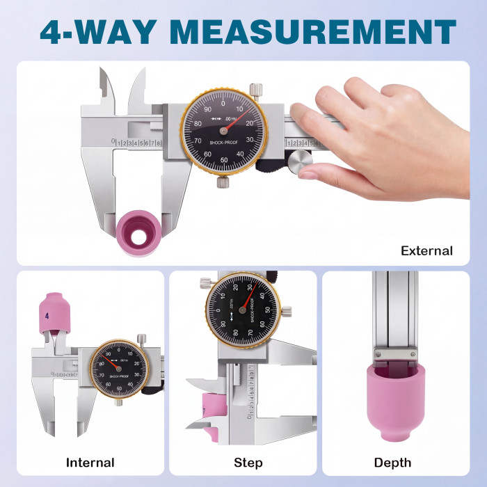 WeldingStop [Special Edition] 0-6 in Dial Caliper Set - Shock-Proof Stainless Steel 0.001 in High Precision Measuring Tool with Protective Case