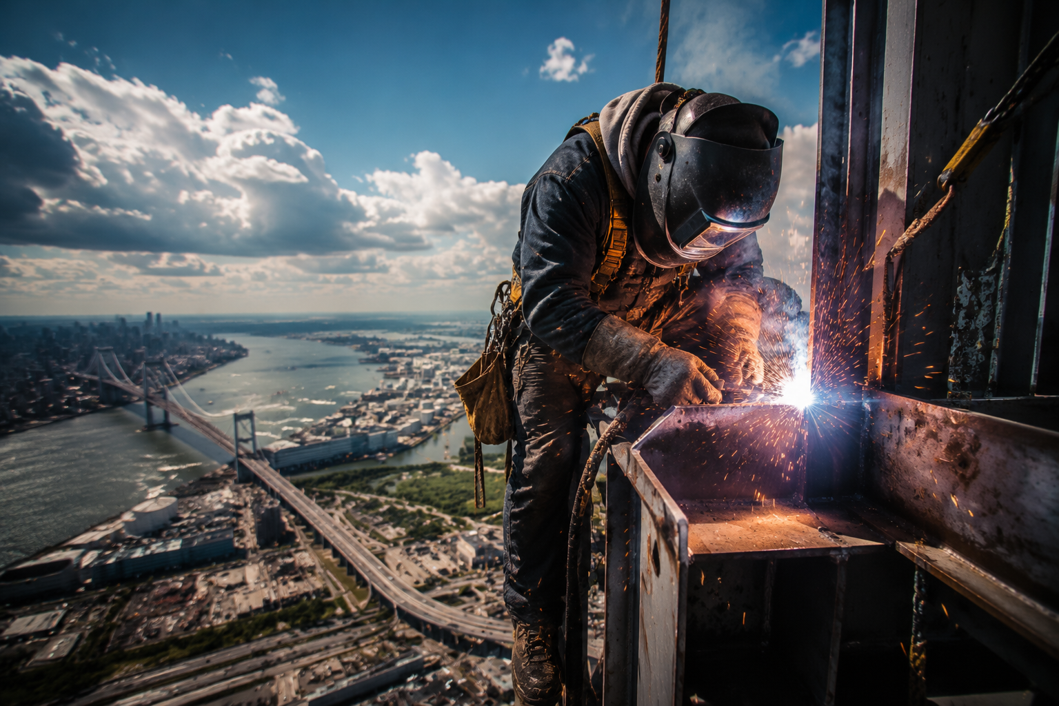 Industrial welding sparks