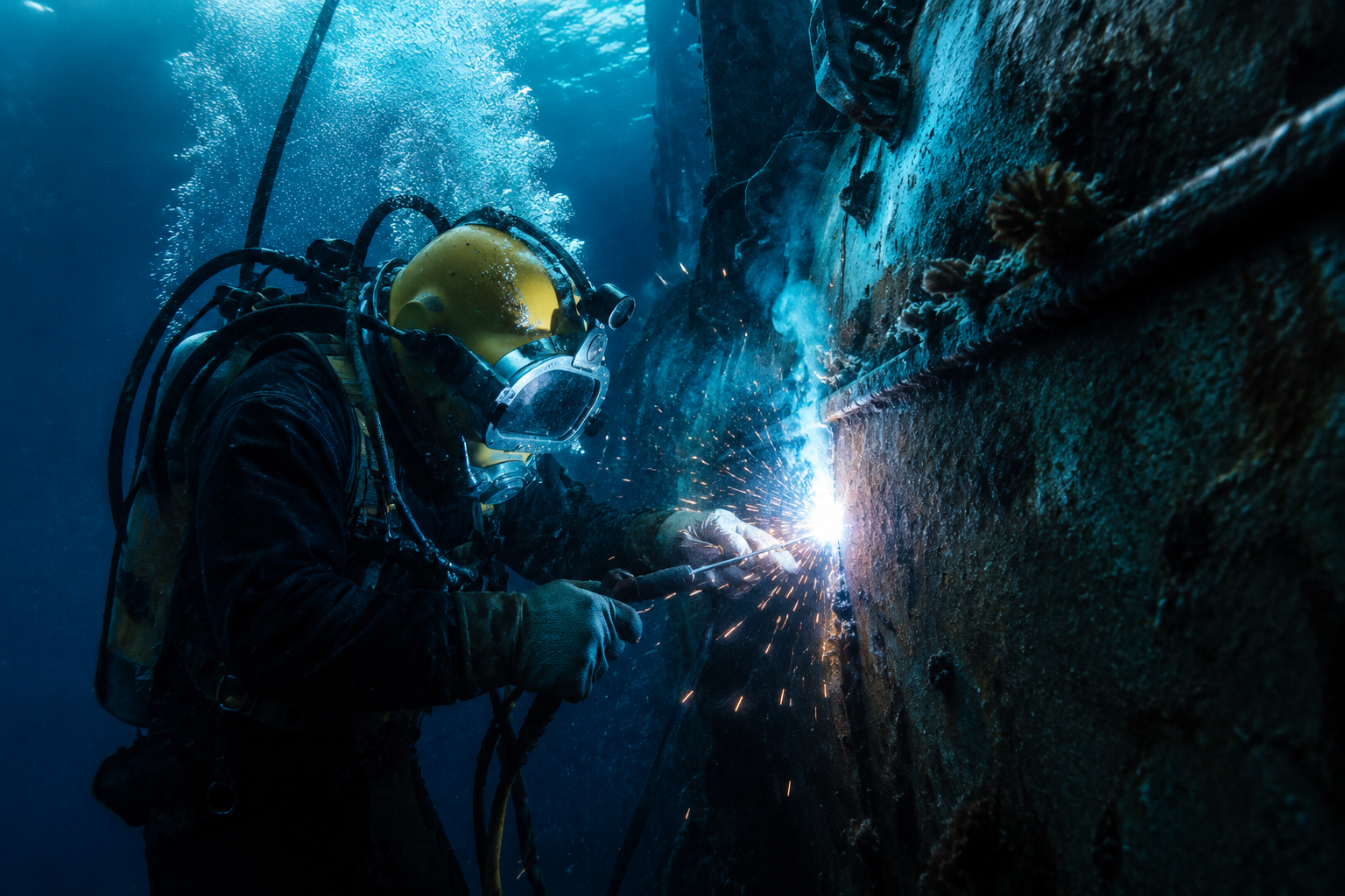 Giant shipyard welding