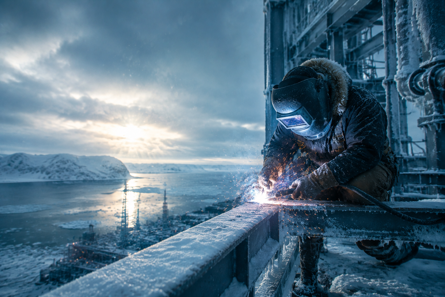 Underwater welding scene