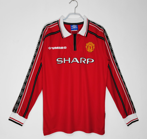 1998-1999 Man United Home Adult Retro LS Soccer Jersey