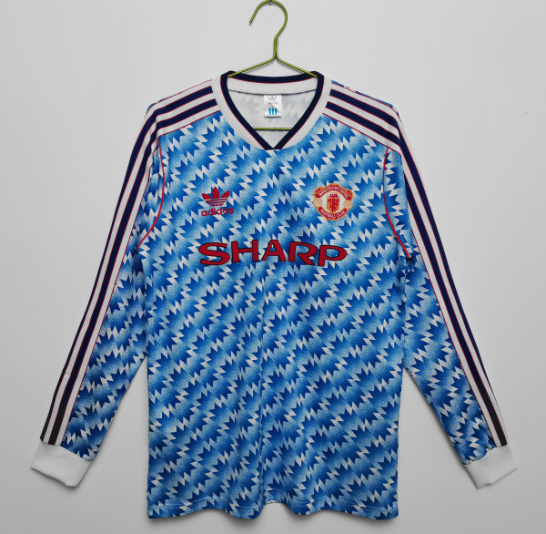 1990-1992 Man United Away Adult Retro LS Soccer Jersey