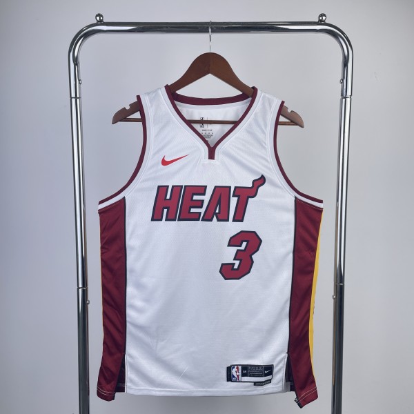 2023 Miami Heat White Wade #3 Adult NBA Jersey
