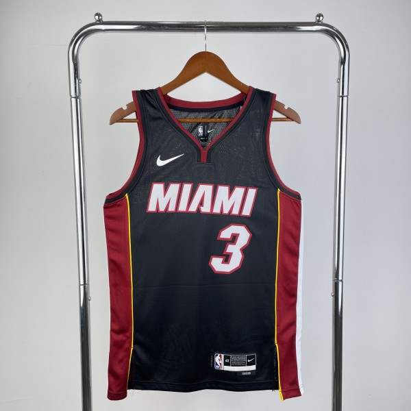 2023 Miami Heat Black Wade #3 Adult NBA Jersey