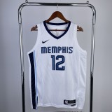 2023 Memphis Grizzlies White Morant #12 Adult NBA Jersey