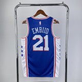 2023 Philadelphia 76ers Blue Embiid #21 Adult NBA Jersey