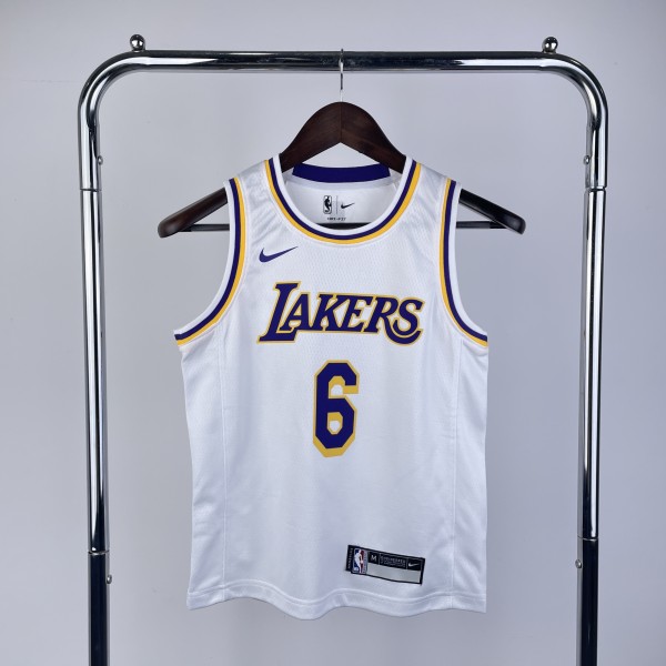 2023 Los Angeles Lakers White LeBron James #6 Kids NBA Jersey