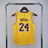 2023 Los Angeles Lakers Yellow Kobe Bryant #24 Kids NBA Jersey