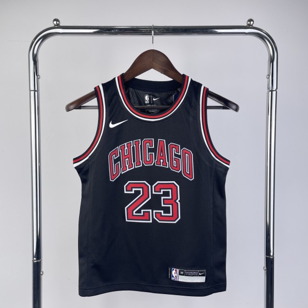 2023 Chicago Bulls Black Jordan #23 Kids NBA Jersey