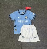 24/25 Man City Home Kids Soccer Jersey+Shorts