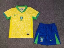 24/25 Brazil Home Kids Soccer Jersey+Shorts