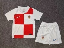 24/25 Croatia Home Kids Soccer Jersey+Shorts