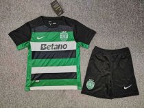 24/25 Sporting CP Home Kids Soccer Jersey+Shorts