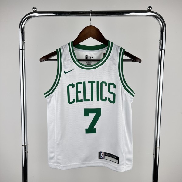 2023 Boston Celtics White BROWN #7 Kids NBA Jersey