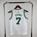 2023 Boston Celtics White BROWN #7 Kids NBA Jersey