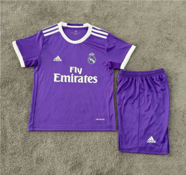 2016-2017 Real Madrid Away Kids Retro Soccer Jersey+Shorts