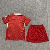 24/25 Liverpool Home Kids Soccer Jersey+Shorts