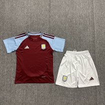 24/25 Aston Villa Home Kids Soccer Jersey+Shorts