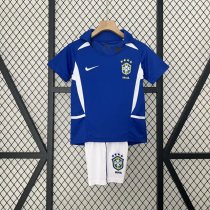 2002 Brazil Away Kids Retro Soccer Jersey+Shorts