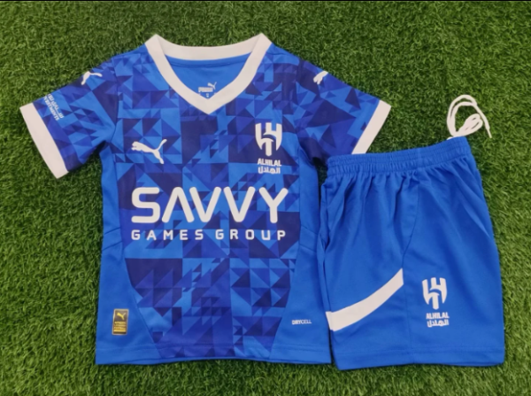 24/25 Al Hilal Home Kids Soccer Jersey+Shorts