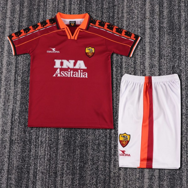 1998-1999 AS Roma Home Kids Retro Soccer Jersey+Shorts