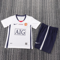2008-2009 Man United Champions League Version Away Kids Retro Soccer Jersey+Shorts