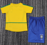 2002 Brazil Home Kids Retro Soccer Jersey+Shorts