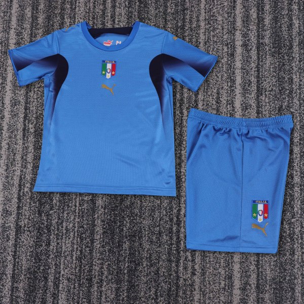 2006 Italy Home Kids Retro Soccer Jersey+Shorts