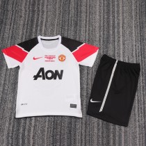2011-2012 Man United Champions League Version Away Kids Retro Soccer Jersey+Shorts