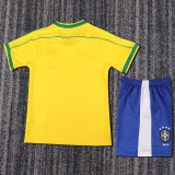 1998 Brazil Home Kids Retro Soccer Jersey+Shorts