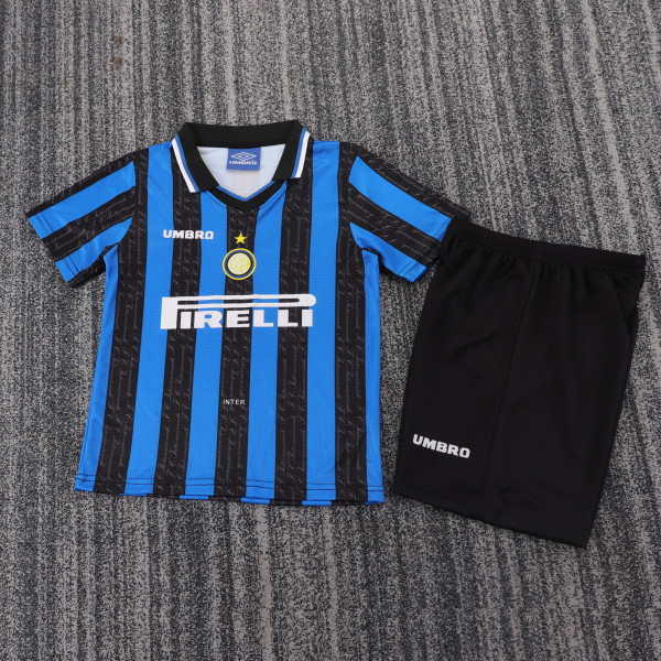 1997-1998 Inter Milan Home Kids Retro Soccer Jersey+Shorts