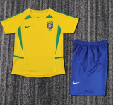 2002 Brazil Home Kids Retro Soccer Jersey+Shorts