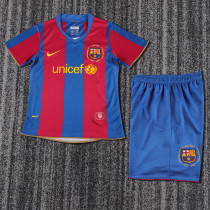 2007-2008 Barcelona Home Kids Retro Soccer Jersey+Shorts