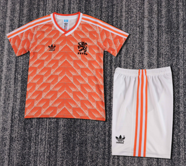 1988 Netherlands Home Kids Retro Soccer Jersey+Shorts