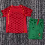 2004 Portugal Home Kids Retro Soccer Jersey+Shorts