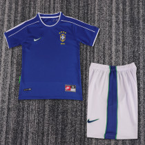 1998 Brazil Away Kids Retro Soccer Jersey+Shorts
