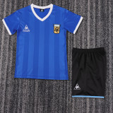 1986 Argentina Away Kids Retro Soccer Jersey+Shorts