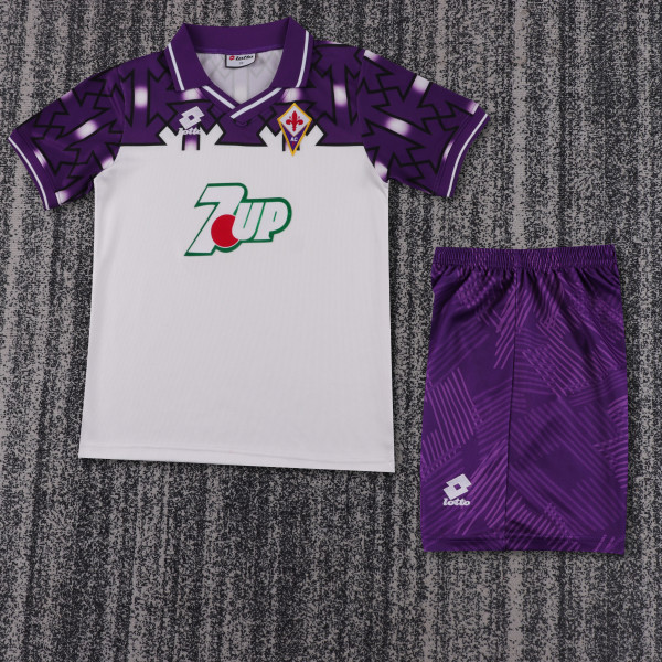 1992-1993 Fiorentina Away Kids Retro Soccer Jersey+Shorts