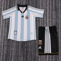 1998 Argentina Home Kids Retro Soccer Jersey+Shorts