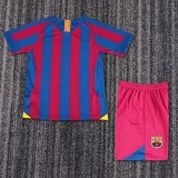 2005-2006 Barcelona Home Kids Retro Soccer Jersey+Shorts