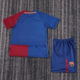 2008-2009 Barcelona Champions League Version Home Kids Retro Soccer Jersey+Shorts
