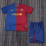 2008-2009 Barcelona Champions League Version Home Kids Retro Soccer Jersey+Shorts