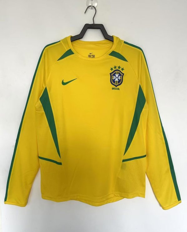 2002 Brazil Home Adult Retro LS Soccer Jersey