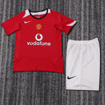 2005-2006 Man United Home Kids Retro Soccer Jersey+Shorts