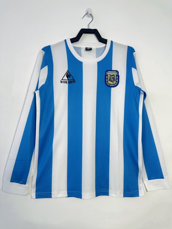 1986 Argentina Home Adult Retro LS Soccer Jersey