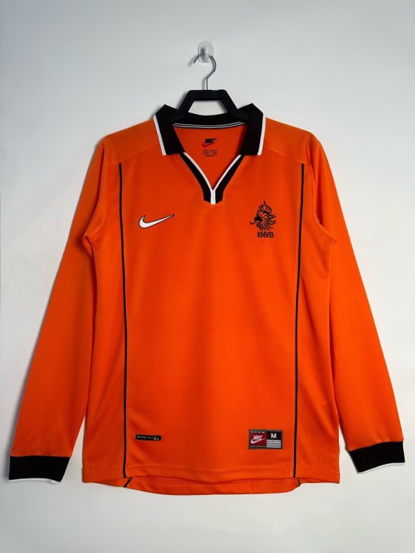 1998 Netherlands Home Adult Retro LS Soccer Jersey