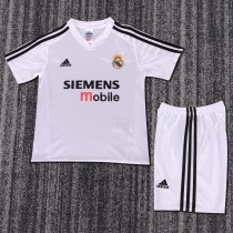 2004-2005 Real Madrid Home Kids Retro Soccer Jersey+Shorts