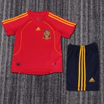 2008 Spain Home Kids Retro Soccer Jersey+Shorts